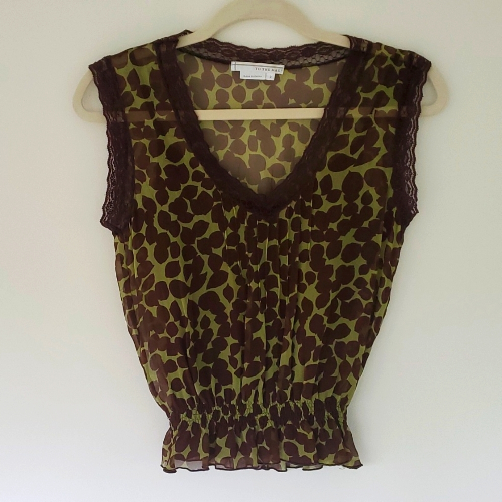 Semi sheer fun print Top